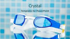  Presentation with blue professional - Cool new PPT layouts with googlies - professional swimming glasses for training backdrop and a light blue colored foreground