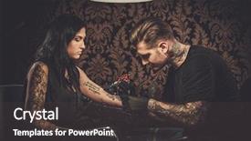  Presentation with tattoo - Audience pleasing presentation theme consisting of professional tattoo artist makes backdrop and a dark gray colored foreground
