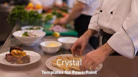  Presentation with hotel team - Slide deck featuring professional-team-cooks-and-chefs background and a tawny brown colored foreground