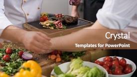  Presentation with hotel team - Audience pleasing slides consisting of professional team cooks and chefs backdrop and a tawny brown colored foreground
