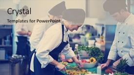  Presentation with hotel team - Colorful slide set enhanced with professional team cooks and chefs backdrop and a lemonade colored foreground