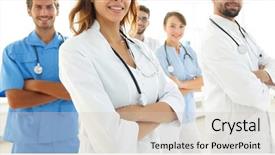  Presentation with professional - Presentation enhanced with infirmier - bottom view professional team background and a soft green colored foreground