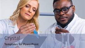  Presentation with genetic research - PPT theme featuring professional-team-of-scientists background and a light blue colored foreground