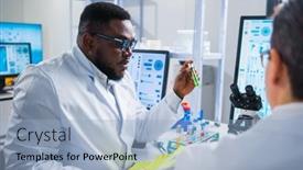  Presentation with research engineer - Slides enhanced with professional-team-of-scientists background and a light blue colored foreground