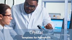  Presentation with research engineer - Colorful slide set enhanced with professional-team-of-scientists backdrop and a teal colored foreground