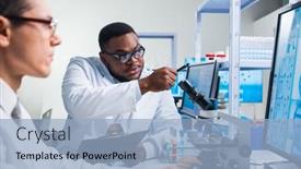  Presentation with genetic research - Audience pleasing presentation design consisting of professional-team-of-scientists backdrop and a light blue colored foreground