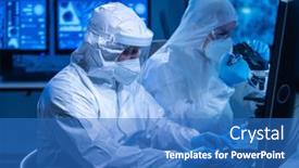  Presentation with research engineer - Colorful slide deck enhanced with professional-team-of-scientists backdrop and a teal colored foreground