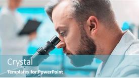  Presentation with research engineer - Presentation theme consisting of professional-team-of-scientists background and a teal colored foreground