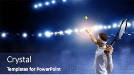  Presentation with tennis - PPT theme enhanced with professional-tennis-player-mixed-media background and a ocean colored foreground