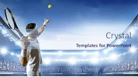  Presentation with professional tennis player athlete man - Presentation design having professional-tennis-player-mixed-media background and a sky blue colored foreground