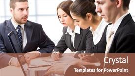  Presentation with professional training - PPT layouts featuring professional training - business people at a meeting background and a  colored foreground