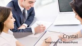  Presentation with professional training - Colorful presentation theme enhanced with professional training - image of four business people backdrop and a  colored foreground