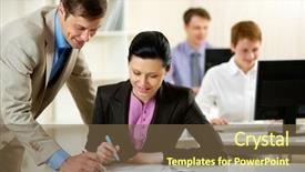  Presentation with consulting - Cool new PPT theme with professional training - manager consulting his subordinate backdrop and a tawny brown colored foreground