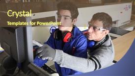  Presentation with professional training - Cool new PPT layouts with professional training - young apprentice in industry sector backdrop and a tawny brown colored foreground