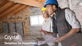  Presentation with professional training - Presentation theme with professional training on building site background and a gray colored foreground