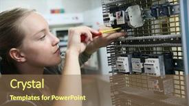  Presentation with electrical engineering - Presentation design having professional training setting up electrical background and a tawny brown colored foreground