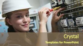  Presentation with electrical engineer - Beautiful presentation design featuring professional training setting up electrical backdrop and a violet colored foreground