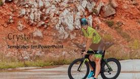  Presentation with professional training - PPT theme having professional-triathlete-preparing background and a coral colored foreground