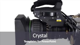  Presentation with illustration of a camera lens - PPT theme featuring professional video camera lens isolated background and a dark gray colored foreground