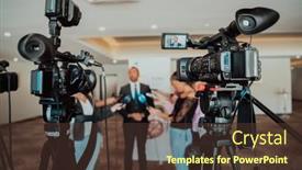  Presentation with video production - PPT layouts consisting of professional-video-production-camera-recording background and a tawny brown colored foreground