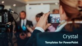  Presentation with social media camera - PPT layouts featuring professional-video-production-camera-recording background and a navy blue colored foreground