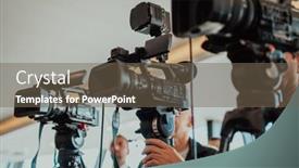  Presentation with social media camera - Theme enhanced with professional-video-production-camera-recording background and a tawny brown colored foreground