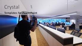  Presentation with professional data - Amazing PPT theme having professional-videographer-with-gimball-video backdrop and a light gray colored foreground