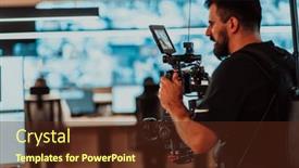  Presentation with professional data - Slide deck enhanced with professional-videographer-with-gimball-video background and a  colored foreground