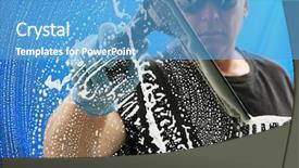  Presentation with cleaning - Theme featuring professional window cleaner soaps background and a teal colored foreground