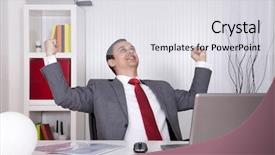  Presentation with celebrate office success - Audience pleasing presentation theme consisting of professional winning - mature businessman celebrating his success backdrop and a  colored foreground