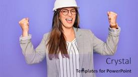  Presentation with industrial engineer - Audience pleasing slide deck consisting of professional-woman-engineer-wearing-industrial backdrop and a light blue colored foreground