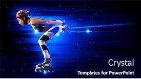  Presentation with roller skating - PPT theme having professional woman roller skating during competition background and a navy blue colored foreground