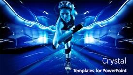  Presentation with roller skating - Presentation theme consisting of professional-woman-roller-skating-during background and a navy blue colored foreground