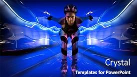  Presentation with roller skating - Theme with professional-woman-roller-skating-during background and a royal blue colored foreground