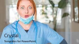  Presentation with medical error gavel and stethoscope - Audience pleasing presentation design consisting of professional woman with stethoscope scare backdrop and a light blue colored foreground