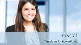  Presentation with beautiful 3d - Beautiful PPT theme featuring professional women - beautiful businesswoman portrait backdrop and a  colored foreground