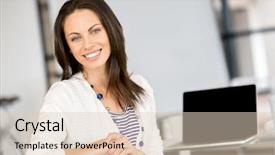  Presentation with entrepreneur - PPT layouts with professional women - happy entrepreneur or freelancer background and a  colored foreground