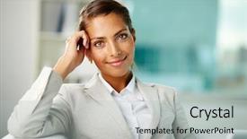  Presentation with worker - Slides with professional women - portrait of successful white collar background and a light gray colored foreground