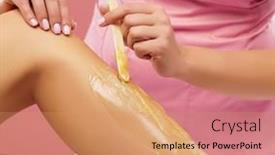  Presentation with hair care - Slide set with professional-worker-is-removing-hair background and a coral colored foreground