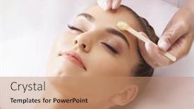  Presentation with hair care - Presentation design featuring professional-worker-is-removing-hair background and a coral colored foreground