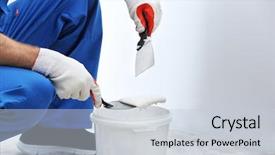  Presentation with repair - PPT theme having professional worker making repair background and a lemonade colored foreground