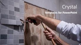  Presentation with chisel - Presentation design with professional-worker-remove-demolish-old background and a gray colored foreground