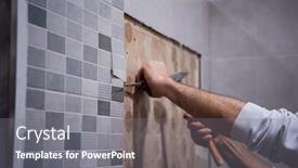  Presentation with chisel - Colorful presentation theme enhanced with professional-worker-remove-demolish-old backdrop and a gray colored foreground