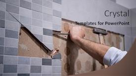  Presentation with worker - PPT layouts featuring professional-worker-remove-demolish-old background and a light gray colored foreground