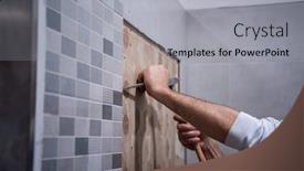  Presentation with chisel - Cool new slides with professional-worker-remove-demolish-old backdrop and a light gray colored foreground