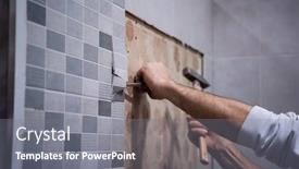  Presentation with chisel - Theme enhanced with professional-worker-remove-demolish-old background and a gray colored foreground