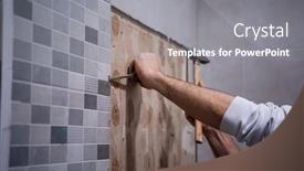  Presentation with chisel - Amazing PPT layouts having professional-worker-remove-demolish-old backdrop and a gray colored foreground