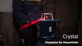  Presentation with construction equipment - Presentation design featuring professional-worker-using-laser-level background and a black colored foreground
