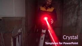  Presentation with construction equipment - Amazing presentation design having professional-worker-using-laser-level backdrop and a wine colored foreground