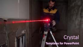  Presentation with construction equipment - Presentation theme consisting of professional-worker-using-laser-level background and a wine colored foreground